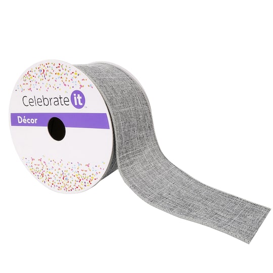 2.5" x 25ft. Faux Linen Wired Ribbon by Celebrate It
